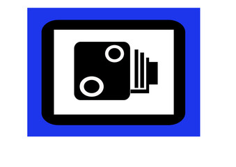 highway speed camera sign blue