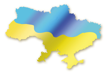 Fototapeta premium A map of Ukraine in fluttering flag's image