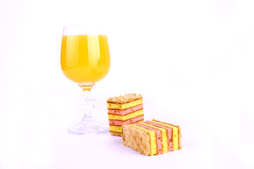 Cake with glass of juice