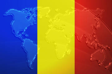 Flag of Romania metallic map