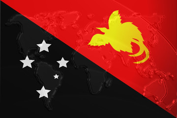 Flag of Papua New Guinea metallic map