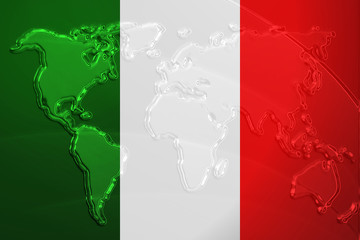 Flag of Italy metallic map