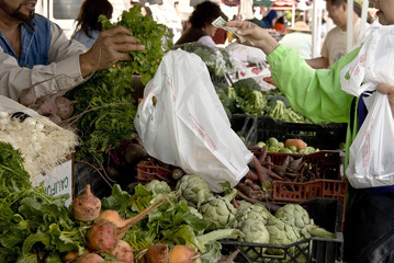 transaction at farmers market