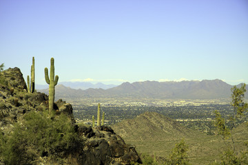 Arizona mountain against a blue sky, in horizontal orientation