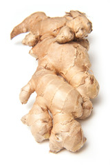 Ginger root isolated on a white studio background.