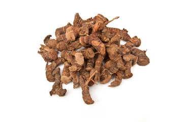 Ginseng isolated on a white studio background.