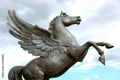 "Pegasus Pegasos geflügeltes Pferd Horse with wings statue" Stock photo