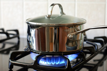Fototapeta Pot on the gas stove obraz