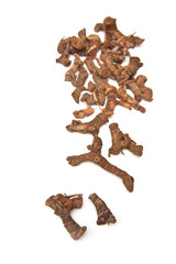 Ginseng isolated on a white studio background.