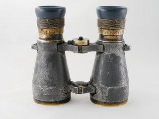 Looking binoculars lens isolated on white