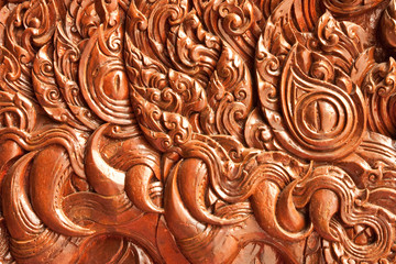 Masterpiece of wood caving in traditional Thai style