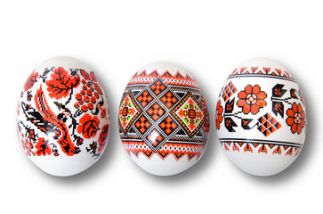 easter eggs on white