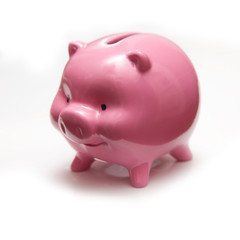 Piggy bank style money box on a white studio background.