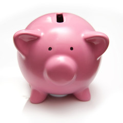 Piggy bank style money box isolated on a white background.