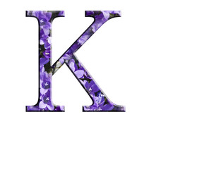 Letter k from the alphabet in flowers campanula