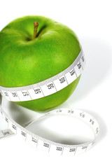 Green apples measured  the meter, sports apples