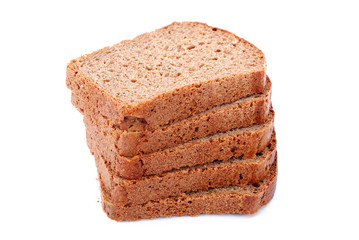 Sliced rye bread on the white background