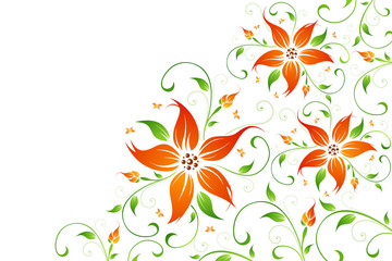 Abstract vector flower background with butterfly