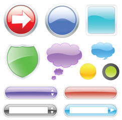 Glossy web elements. Buttons, dialog, icon.