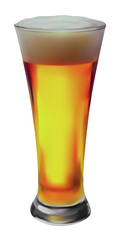 Tall beer glass with foam on a white background. Bar attributes. Made in mesh vector technique.