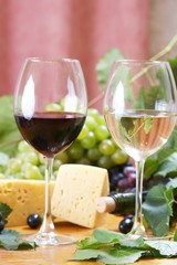 Wine and Cheese still life