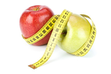 Apple and  measuring tape