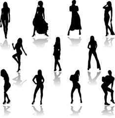 sexy girl action vector silhouettes