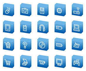 Electronics web icons, blue box series