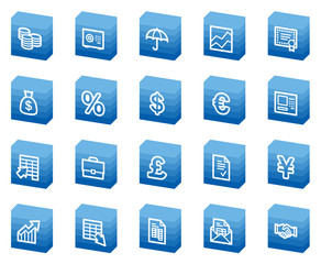 Finance web icons, blue box series