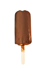 Chocolate covered vanilla ice cream bar