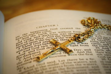 Holy Bible with cross