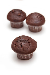 Muffins isolated on a white studio background.
