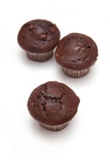 Muffins isolated on a white studio background.