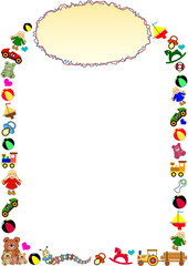 rahmen aus kinderspielzeug mit oval im kopf