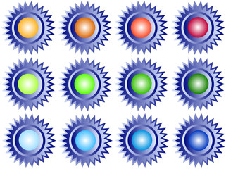 sternen buttons mit verschiedenfarbigen kugeln