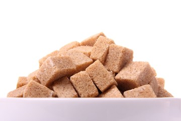 close-ups of brown sugar cubes
