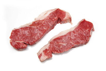 Steak isolated on a white studio background.