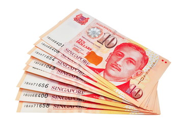 Singapore ten dollar bills