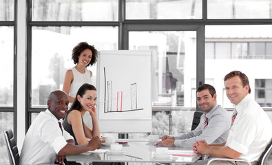 Fototapeta premium Female business woman giving a presentation