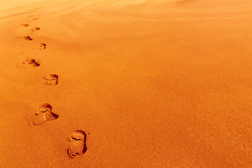 Footprints on sand dune