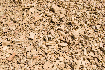 Heap of broken bricks and blocks