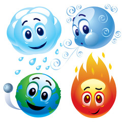 natural elements water, wind, earth and fire