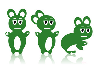 Three green rabbits - Vector image