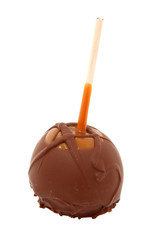 Chocolate covered caramel apple, clipping path included