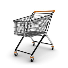 Empty shopping cart isolated on white