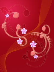 abstract floral pattern on red  background