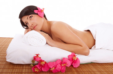 Obraz na płótnie Canvas Attractive Woman Relaxing Spa