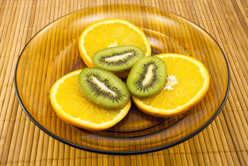 kiwi and orange slices on a plate