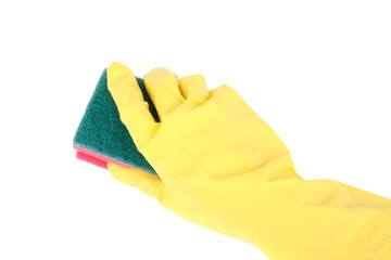 Household sponge in a hand