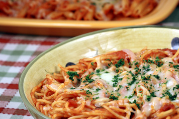 Exquisite  pasta with  fresh tomatoes sauce